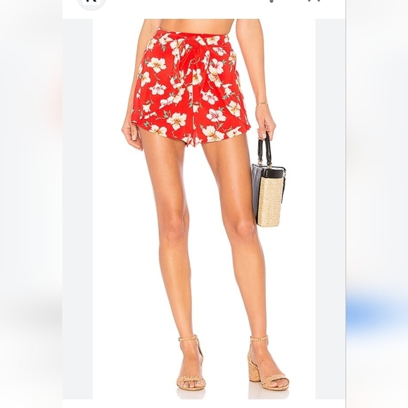 MAJORELLE Manchester Shorts Pink White Floral Ruffle Tie Front High Rise Sz M - Picture 1 of 11